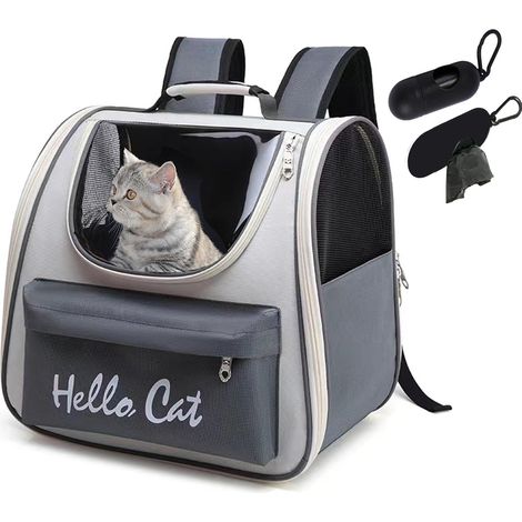 Sac à dos pour chat, sac à dos capsule spatiale pour animaux de compagnie, sac à dos de transport bien ventilé pour chat, sac portable pour chat, sac de transport pour chats et petits chiens (1/5)
