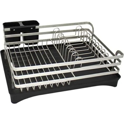 Égouttoir à Vaisselle, Support de séchage de Bol, égouttoir à Vaisselle, évier de comptoir, Organisateur de Cuisine avec Outils de Planche d'égouttage, Argent