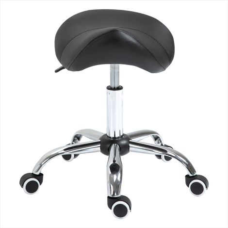 Tabouret à roulettes ergonomique noir réglable 49-61 cm Métal (1/5)