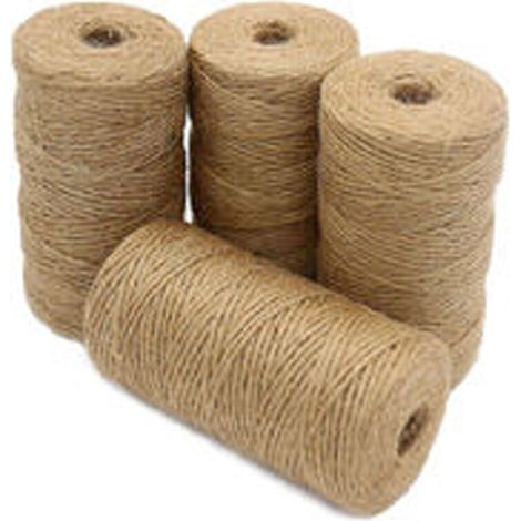 SABIR 4 pièces de 100 m de ficelle de jute naturelle, ficelle artisanale de 2 mm, ficelle décorative très adaptée à la décoration de la maison, à l'artisanat, corde de chanvre fine tissée à la main