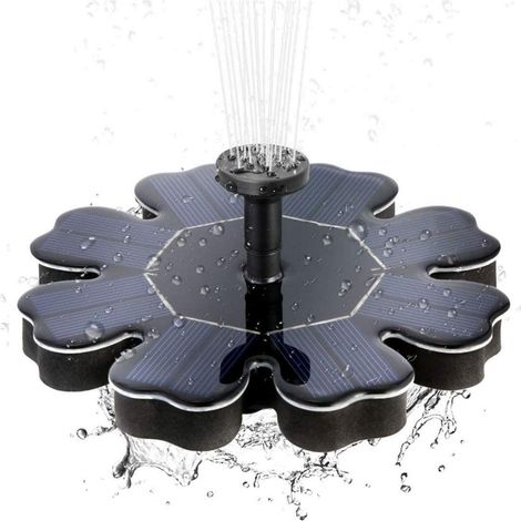 Pompe de fontaine solaire flottante 1,4 W, pompe à eau décorative à énergie solaire pour bassin, étang, jardin, terrasse et décoration extérieure (1/5)