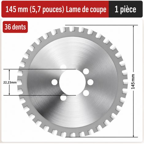 Lame de scie circulaire à froid pour métaux 145 x 1,6 x 22,23 mm 36T 5.7 145x1.6 x22.23 x36t 500 g – Livraison gratuite