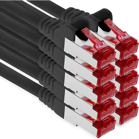 0.25m CAT6 S/FTP PIMF Shielding Network Cable CAT.6 RJ45 Ethernet Cable DSL LAN Router Switch Modem Patch Panel - Black (1/5)
