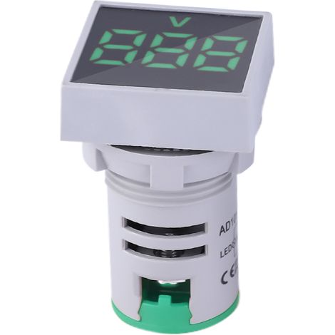 Voltmetre LED numérique AC20-500V, voyant carré vert, indicateur de tension avec affichage digital, lampe témoin compacte pour tableau électrique, mesure précise 20-500V. (1/5)