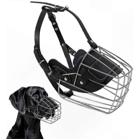 Extra großer Hundemaulkorb, beißsicher, atmungsaktiver Metallkorb für große Rassen, komfortables und sicheres Trinksystem (1/5)