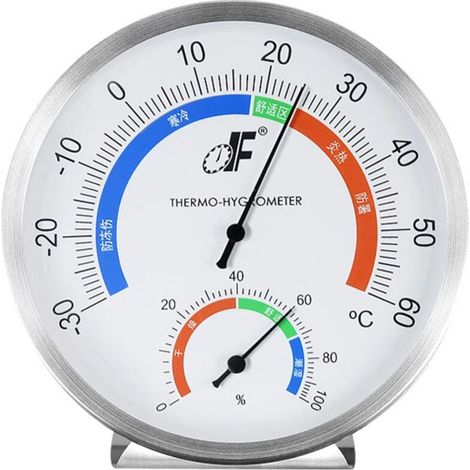 Thermomètre et hygromètre en acier inoxydable à double cadran couleur, indicateur de température et d'humidité (1/4)
