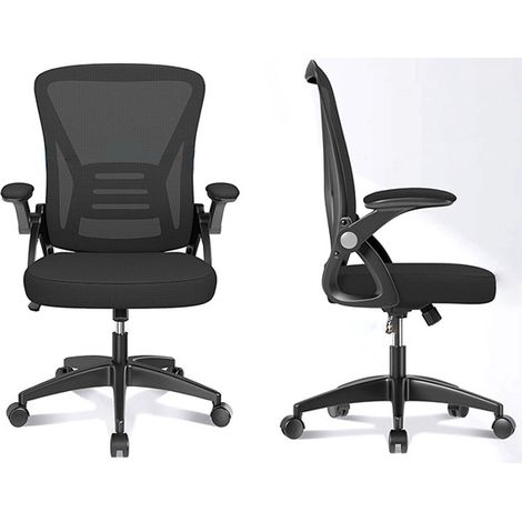 Fenixshop24 Sedia da Ufficio Ergonomica HLD-1809, Supporto Lombare e Braccioli Ribaltabili – Nera (1/5)