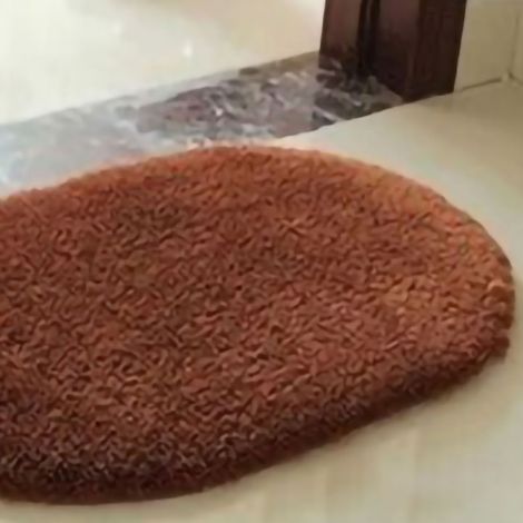 Tapis ovale en velours arctique pour chambre, paillasson en velours antarctique pour salon, tapis de sol antidérapant en laine d'agneau pour salle de bain, couleur café, ovale 40 x 60 cm (1/5)