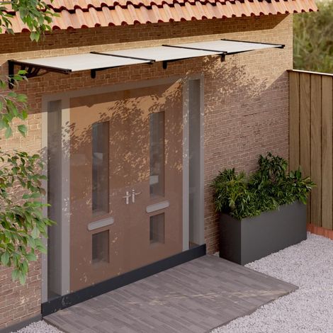 Auvent de porte, Marquise auvent de porte, Abri banne entrée protection Noir et transparent 358,5x90 cm Polycarbonate LKOWF22325 (1/5)