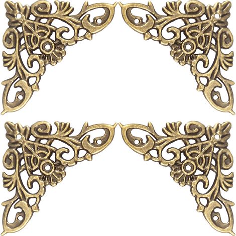 12 Pièces Coins de Décoration en Bois Style Antique pour Boîte à Bijoux et Album (1/5)
