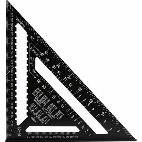 Promotion Équerre Triangle Metrique Professionnel, 30cm/300mm Équerre de Charpentier Haute Précision, Règle d'angle Menuiserie en Alliage d'aluminium Outil de Mesure Bois Speed Square Noir (1/5)