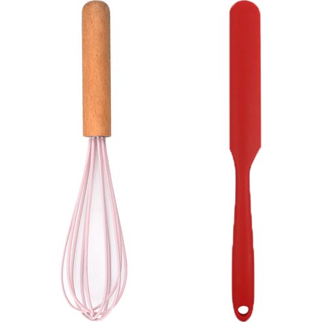 Ensemble Ustensiles Cuisine - Silicone Et Bois De Hêtre - Résistant Chaleur Et Rayures - Pour Casseroles Antiadhésives - Lot De 2 Pièces (1/5)