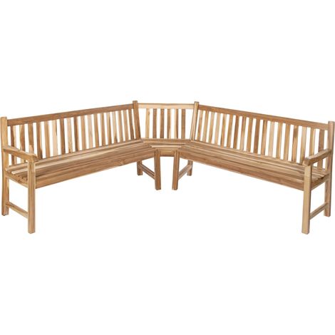 Gartenbank Eckbank 210 x 210 cm Teak-Holz FELIA (1/5)
