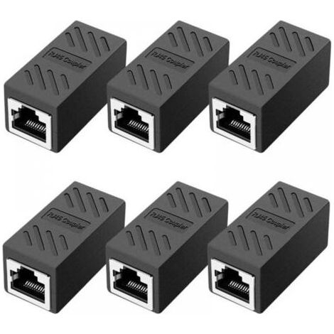 6 Pièces Coupleur RJ45, Coupleur Réseau, Connecteurs Ethernet, Coupleur en Ligne Blindé pour Connecteur D'extension de Câble Ethernet Cat7/Cat6/Cat5e/Cat5-Femelle à Femelle (1/5)