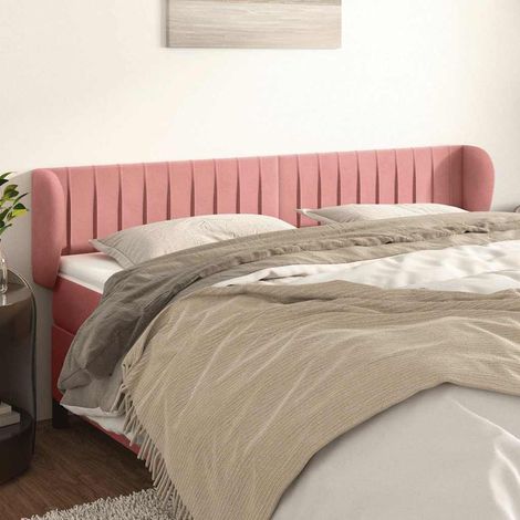 Tête de lit à oreilles en velours rose, hauteur réglable, 183 x 23 x 78/88 cm - PANGIVO (1/5)