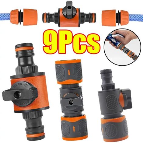 (Lot de 3) Raccord rapide pour tuyau d'arrosage 16 mm, vanne d'arrêt, embout de raccordement rapide, tuyau d'irrigation, arrêt d'eau