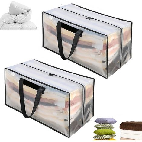 piezas, juego de caja de mudanza de dos piezas, bolsa de viaje con asas y cremallera, bolsa de almacenamiento de ropa, bolsa impermeable con cremallera, bolsa de viaje tejida, resistente (1/5)