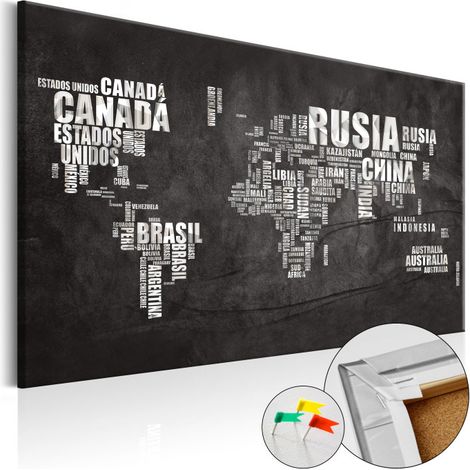 Tableau en Liège "Carte du Monde - Spanish Geography en Espagnol" 80 x 120 cm (1/2)