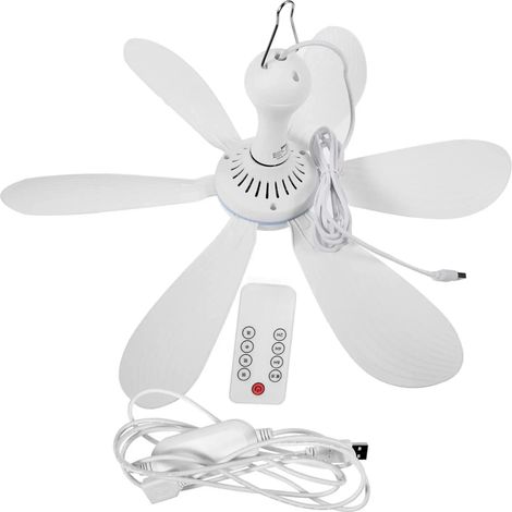 (Avec télécommande) Ventilateur de plafond USB, DC 5V, ventilateur de circulation d'air avec 6 pales détachables, ventilateur de plafond portable. (1/5)