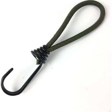 10 professionelle elastische Gummiseile mit Haken (150 mm) für Planen, olivgrün (1/5)