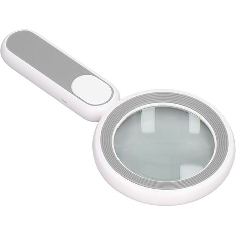 Loupe de poche optique grossissant 20x avec 21 LED, chargement USB et interrupteur tactile, gris et blanc. (1/5)
