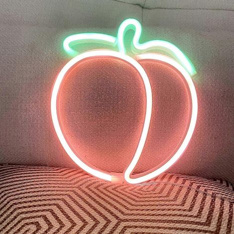 Enseigne lumineuse LED néon pêche, lampe murale artisanale pour chambre, fête, bar, décoration de Noël, chambre à coucher (1/5)