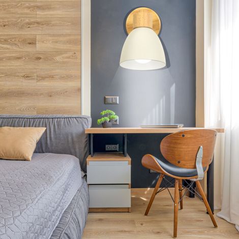 Applique murale nordique en bois – Lampe rétro vintage – Compatible ampoule E27 jusqu’à 60W – Pour chambre, café, bar ou salon (1/5)