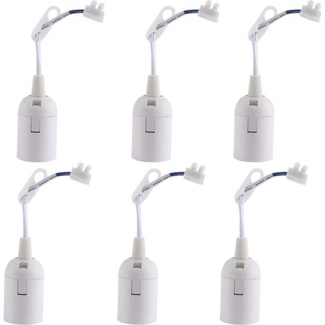 6 Pcs Douille Ampoule à Visser E27 de Chantier Plafond, Base Plafonnier Culot E27, pour Ampoules à Incandescence, Lampes Halogènes (Blanc) (1/5)