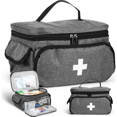 Erste Hilfe Tasche leer, medizinische Aufbewahrungstasche, tragbar, wasserdicht, grau