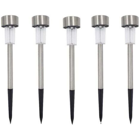 Lot de 5 bornes solaires à LED lampes de jardin à planter,lumière blanche (1/5)
