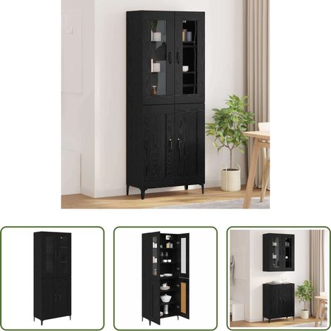 vidaXL Buffet en bois - Haut Armoire Chêne noir 69,5 x 34 x 180 cm Bois d'ingénierie (1/5)
