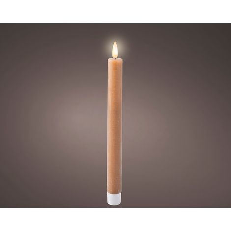 Lumineo Bougie LED brune Ø 2,2 x 24,5 cm Effet flamme 2 pcs. (1/2)