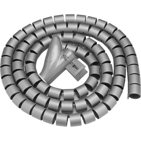 Gaine Spirale Flexible pour Câbles - Organisateur Fils 1,5m x 22mm Argent - Protection et Rangement (1/3)