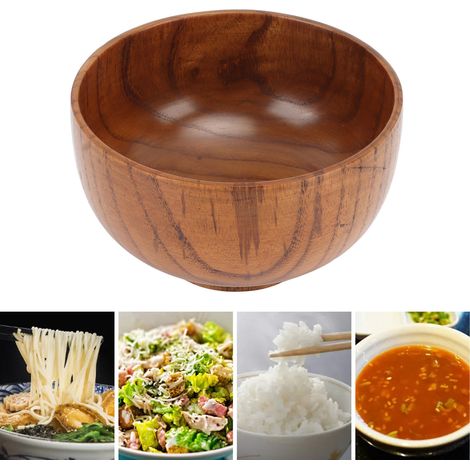 Schale aus Akazienholz im japanischen Stil, geeignet für den Hausgebrauch, insbesondere für Suppenschalen, Ramenschalen und Nudelschalen. (1/5)