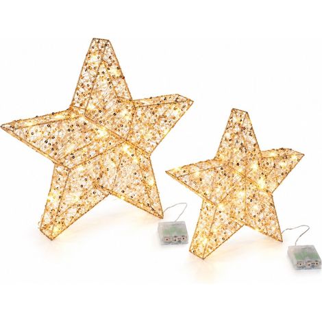 Stelle luminose in metallo a pile 2 pezzi 40 e 30 cm (1/5)