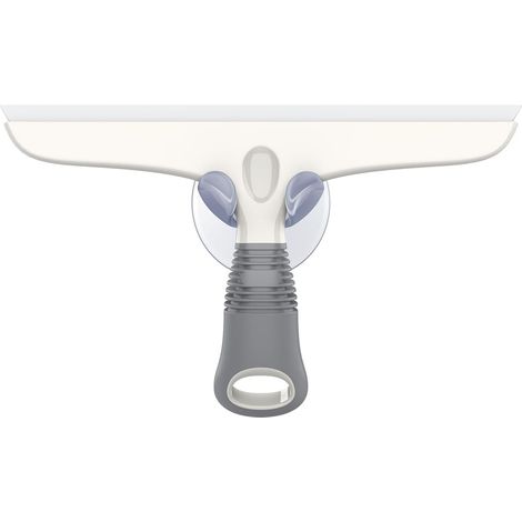 Blanc et Gris Raclette Vitre Silicone avec Support Ventouse, Raclette Vitre Professionnel pour PareBrise de Voiture, Fenêtre, Porte de Douche, Salle de Bain.