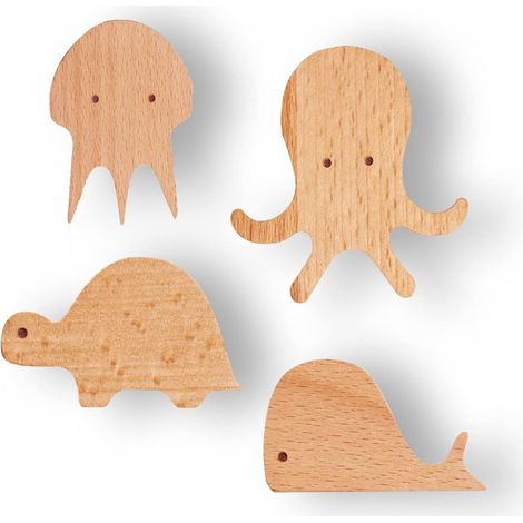 Wandhaken aus Holz in Tierform für Kinder (4 Stück) (1/5)
