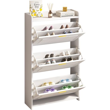 PLACARD COMPACT FONCTIONNEL RANGEMENT CHAUSSURES MDF PLATEAU DE PARTICULE BLANC 70 24 120 CM (1/5)