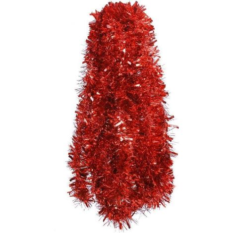 Weihnachtsgirlande 10m rot, Tannengirlande, Lametta Girlande für Innen & Außen