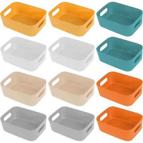 panier de rangement en plastique 12 pièces empilables 21 x 14 x 7 cm pp multicolore cuisine bureau salle de bain (1/5)