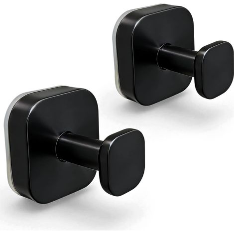 Ganchos con ventosa para colgar toallas sin necesidad de taladrar aptos para su instalación en el baño y la cocina (juego de 2, negros). (1/5)