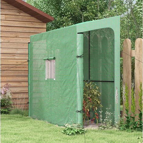 Anlehngewächshaus mit 2 Türen PE-Abdeckung 200x80x200 cm OKMYHOME (1/4)
