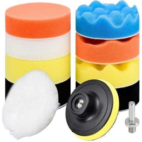 11 Pieces Polishing Sponges 80mm Pad Polishing Buffing Pad Sponge Polishing Kit with M10 Drill Adapter Wool Polishing Pad for Car Polishing Grinding Waxing (1/4)