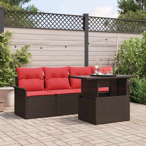 vidaXL Ensemble de canapé de jardin 5 pcs Marron polyrotin (1/5)