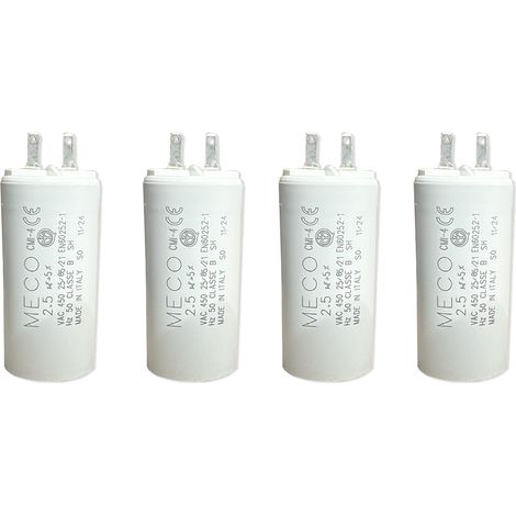 Condensateurs 2,5 µF - Pièce d'origine - type Faston 2,8 à cosses - 10 000 h - Compatibles de moteurs de volet roulant 6 Nm - GARANTIE 2 ANS - Fabrication européenne - 2,5 uF - Lot de 4 (1/4)