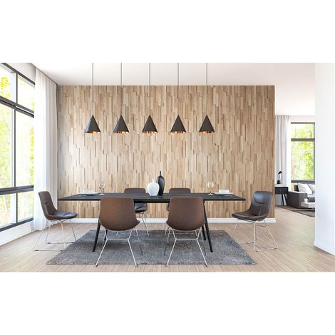 Panneau Mural Décoratif 3D Bois Chêne Massif Naturel EGO - Surface Structurée - 72x10cm - 14 Pièces par Boîte 1m²