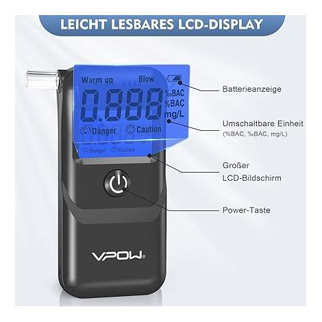 Electronic Breathalyser Digital Display Electronic Breathalyzer for Home - Grey (1/4)