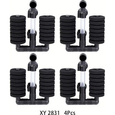 Lot de 4 filtres à éponge biologique double, filtre à éponge biologique nano pour aquarium, XY-2831 à double tête (1/5)