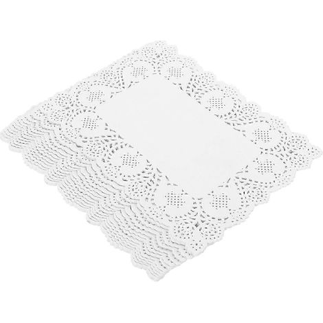 Napperons en dentelle de papier blanc, 150 feuilles, pour décorations de fête et centres de table, 23 x 16 cm (1/5)