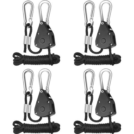 Corde à Cliquet avec Crochets Réglable 1/8 Pouces Rope Ratchet Cordes à Cliquet avec Tendeurs Sangle à Cliquet Corde pour Lampe ou Plantes